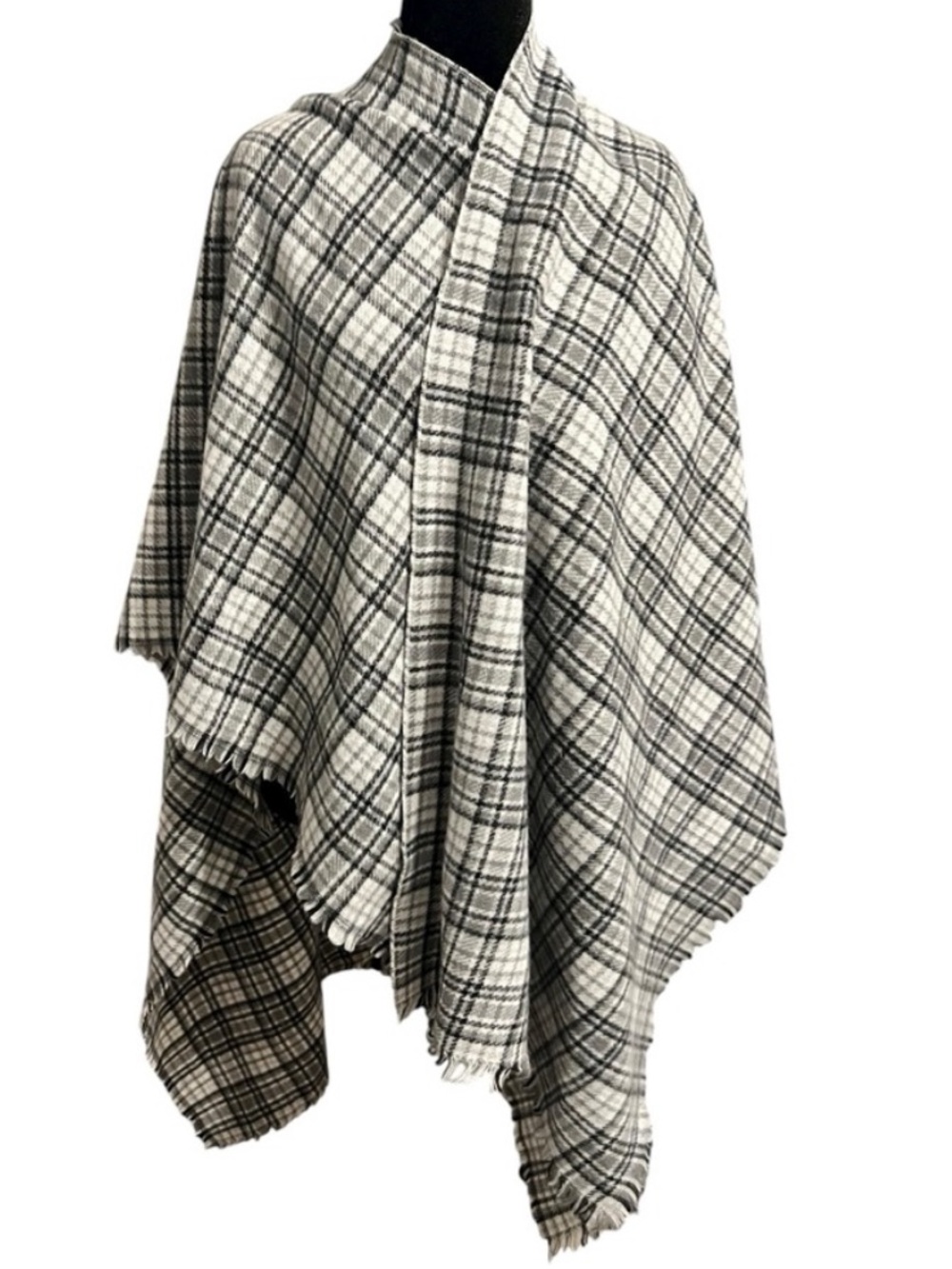 Old Navy Plaid Wrap Scarf One Size White Black